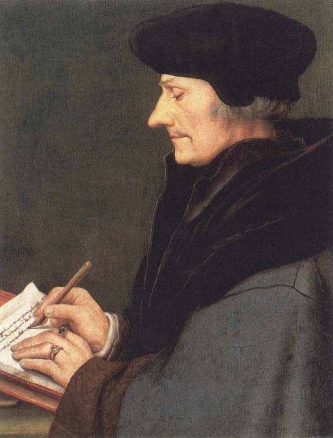 Portrait of Erasmus of Rotterdam writing